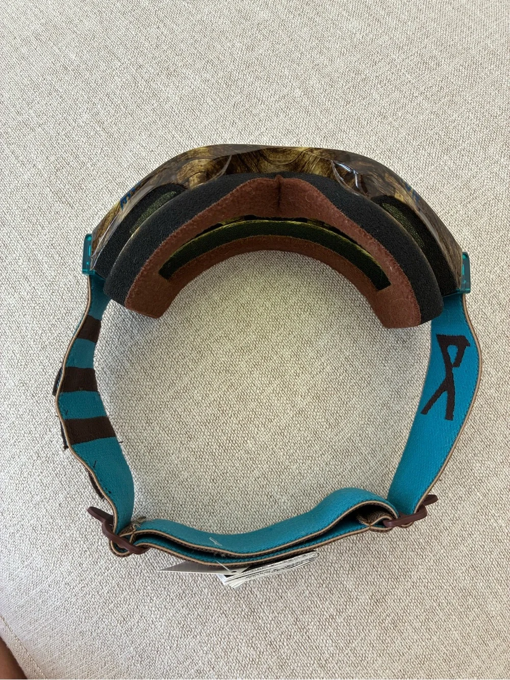 Teal Brown Strap Blue Lens Snow/Ski Goggles